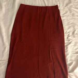 Red Pencil Skirt with Slit